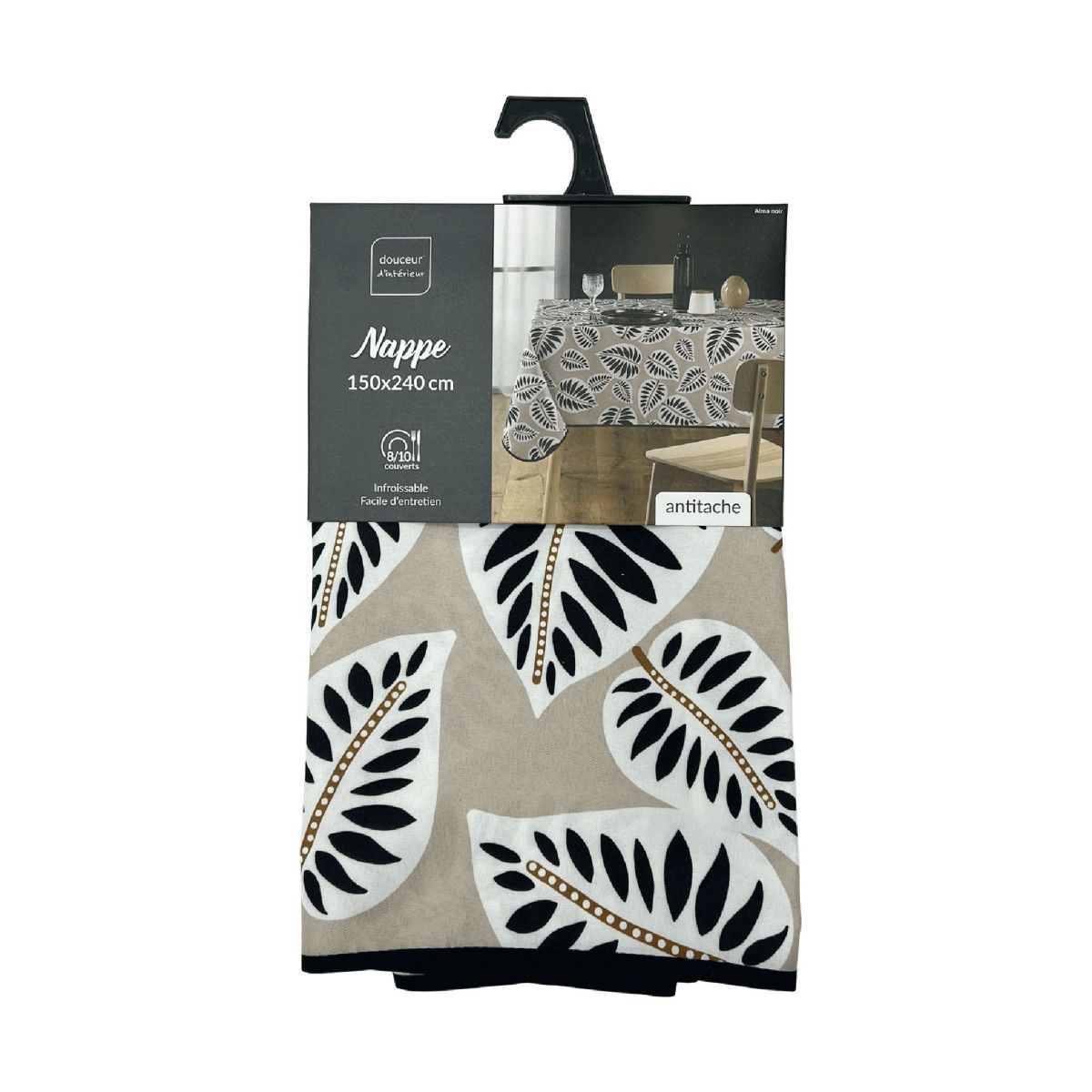 Nappe Antitache Imprimé  "alma" 150x240cm Noir
