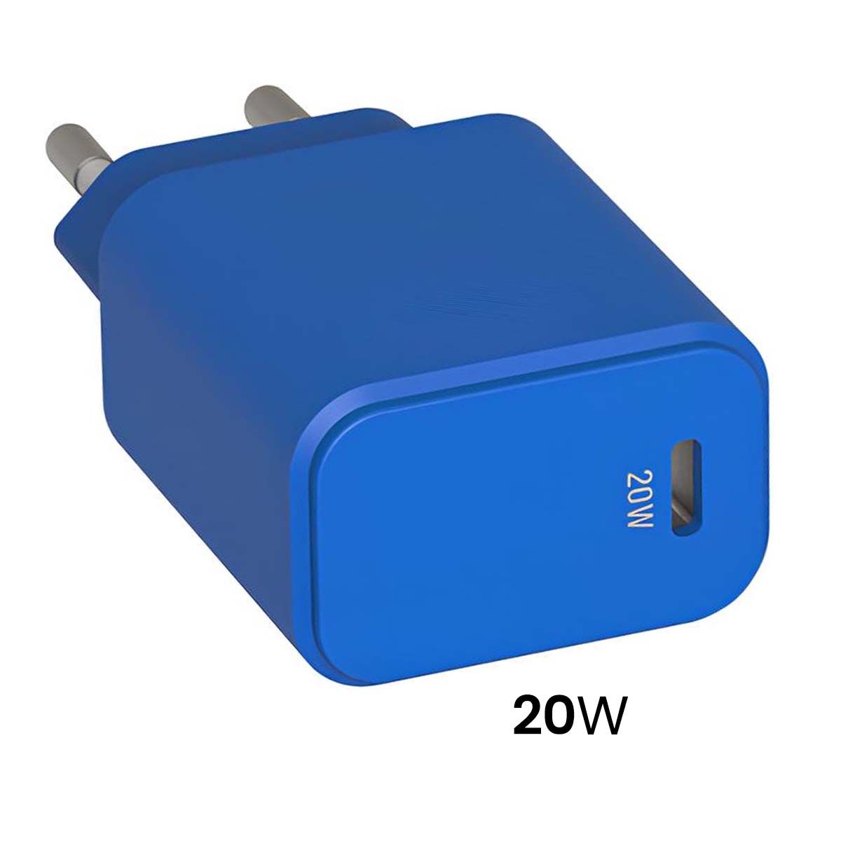 Pack Chargeur Secteur Usb-c 20w Power Delivery 2.0 Avec Câble Usb-c 1.5m Bleu Jaym